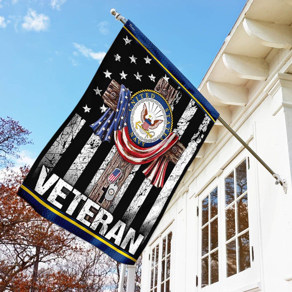 Christian Garden Flags, Christian Jesus Cross US Navy Veteran Flag, Christian House Flags, Christian Cross Flag, Faith Flag