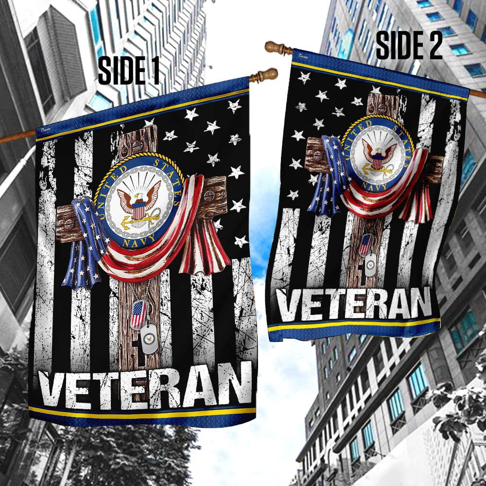 Christian Garden Flags, Christian Jesus Cross US Navy Veteran Flag, Christian House Flags, Christian Cross Flag, Faith Flag