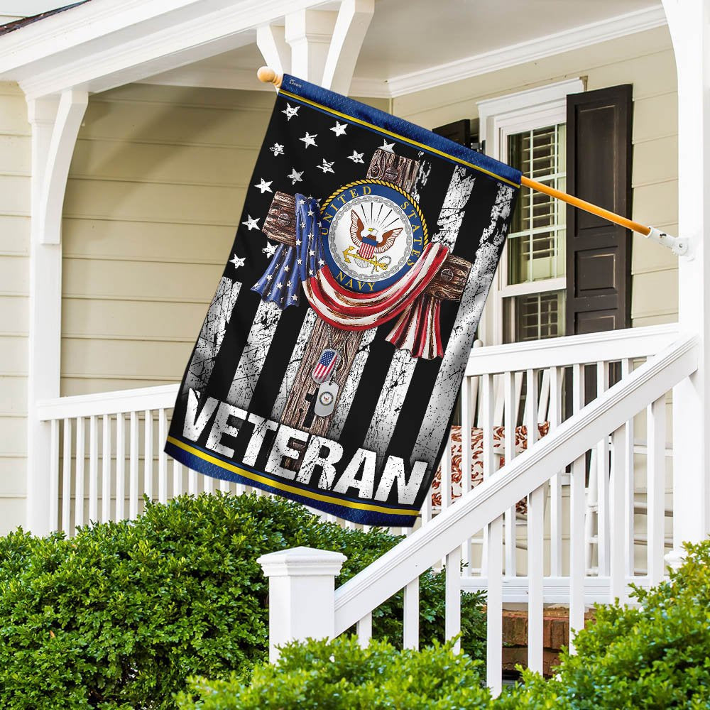 Christian Garden Flags, Christian Jesus Cross US Navy Veteran Flag, Christian House Flags, Christian Cross Flag, Faith Flag