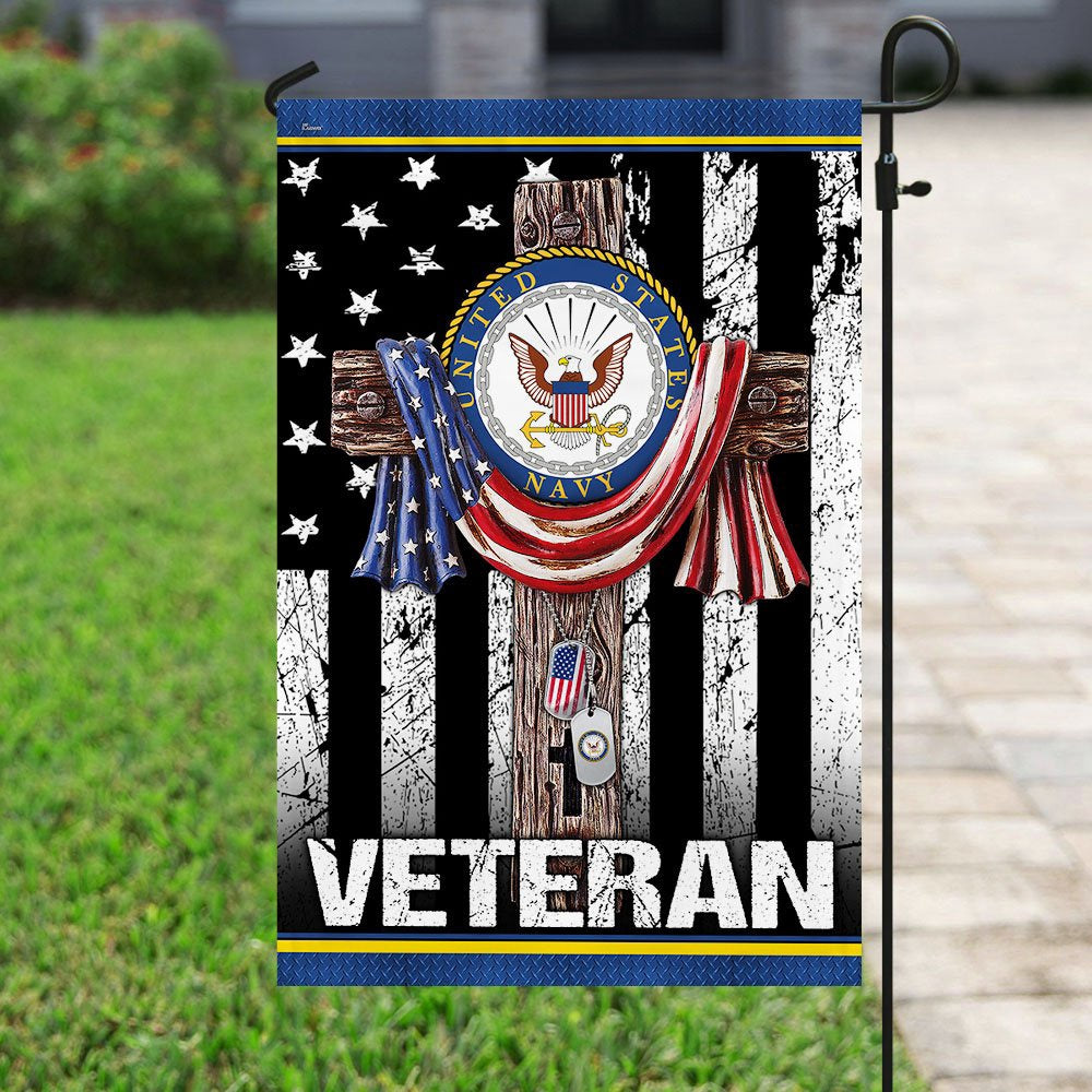 Christian Garden Flags, Christian Jesus Cross US Navy Veteran Flag, Christian House Flags, Christian Cross Flag, Faith Flag