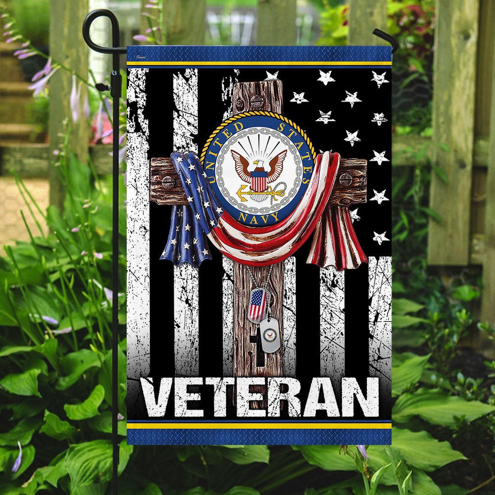 Christian Garden Flags, Christian Jesus Cross US Navy Veteran Flag, Christian House Flags, Christian Cross Flag, Faith Flag