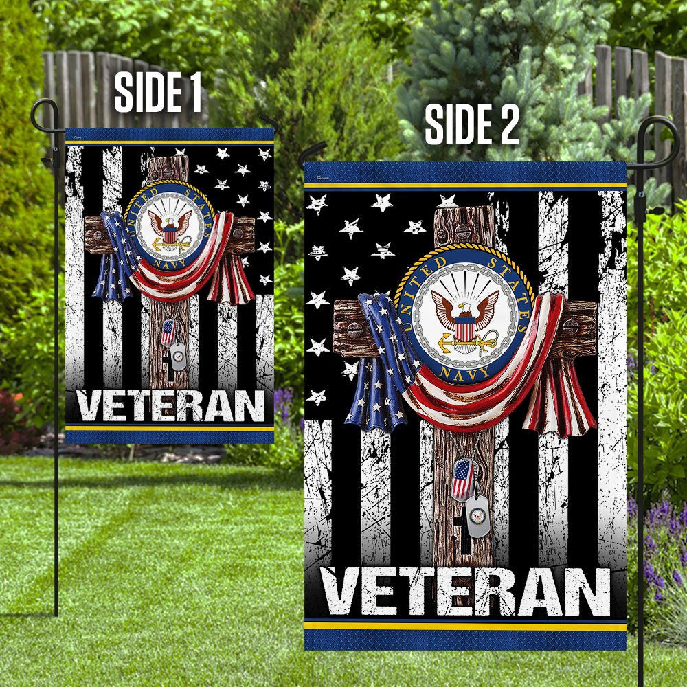 Christian Garden Flags, Christian Jesus Cross US Navy Veteran Flag, Christian House Flags, Christian Cross Flag, Faith Flag
