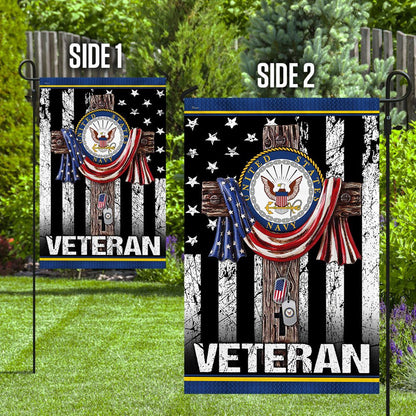 Christian Garden Flags, Christian Jesus Cross US Navy Veteran Flag, Christian House Flags, Christian Cross Flag, Faith Flag