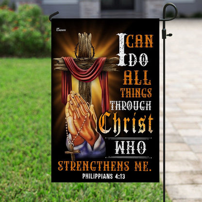 Christian Garden Flags, Christian Jesus I Can Do All Things Through Christ, Christian House Flags, Christian Cross Flag, Faith Flag