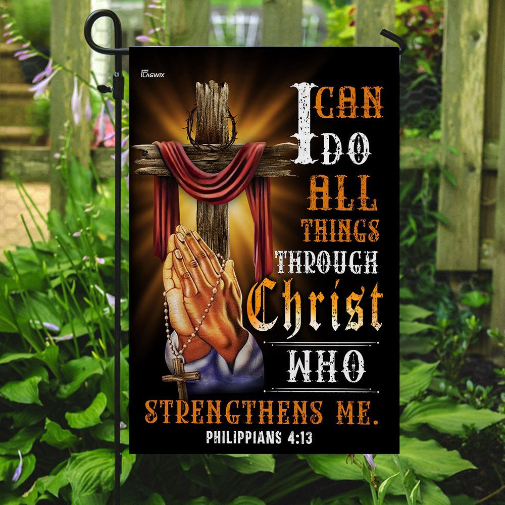 Christian Garden Flags, Christian Jesus I Can Do All Things Through Christ, Christian House Flags, Christian Cross Flag, Faith Flag