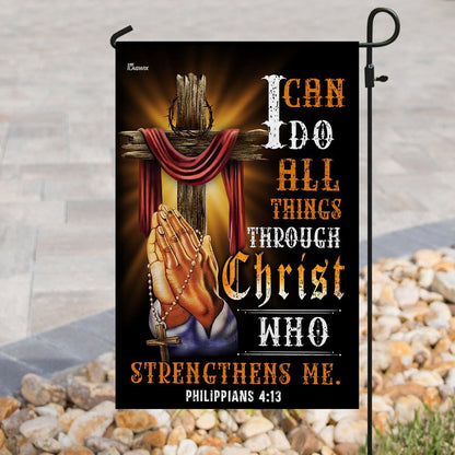 Christian Garden Flags, Christian Jesus I Can Do All Things Through Christ, Christian House Flags, Christian Cross Flag, Faith Flag