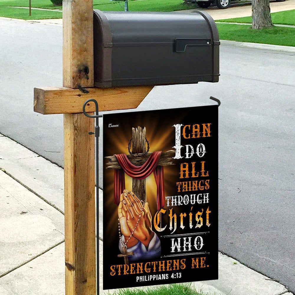 Christian Garden Flags, Christian Jesus I Can Do All Things Through Christ, Christian House Flags, Christian Cross Flag, Faith Flag