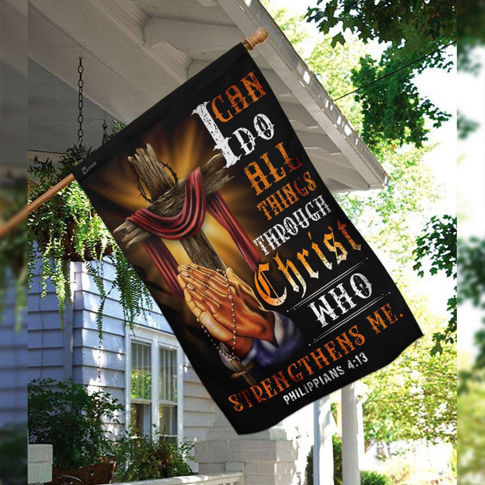 Christian Garden Flags, Christian Jesus I Can Do All Things Through Christ, Christian House Flags, Christian Cross Flag, Faith Flag