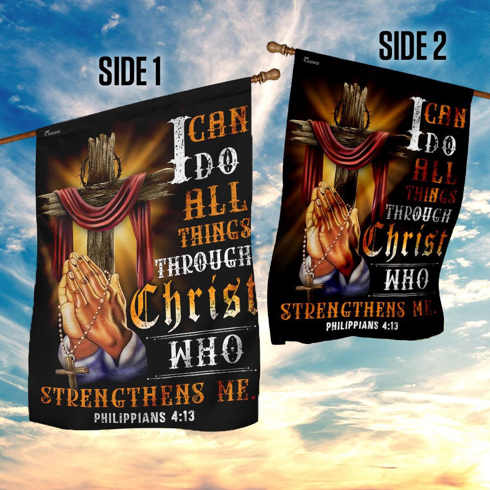 Christian Garden Flags, Christian Jesus I Can Do All Things Through Christ, Christian House Flags, Christian Cross Flag, Faith Flag