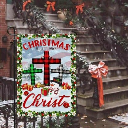 Christian Garden Flags, Christmas Begins with Christ Flag, Christian House Flags, Christian Cross Flag, Faith Flag