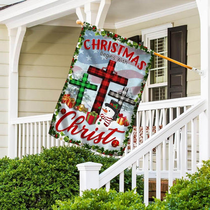 Christian Garden Flags, Christmas Begins with Christ Flag, Christian House Flags, Christian Cross Flag, Faith Flag