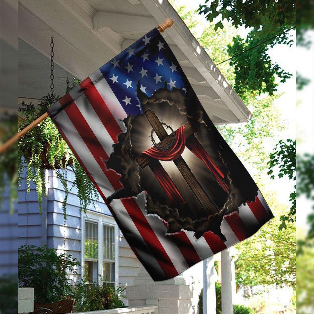 Christian Garden Flags, Cross Christ American Flag, Christian House Flags, Christian Cross Flag, Faith Flag