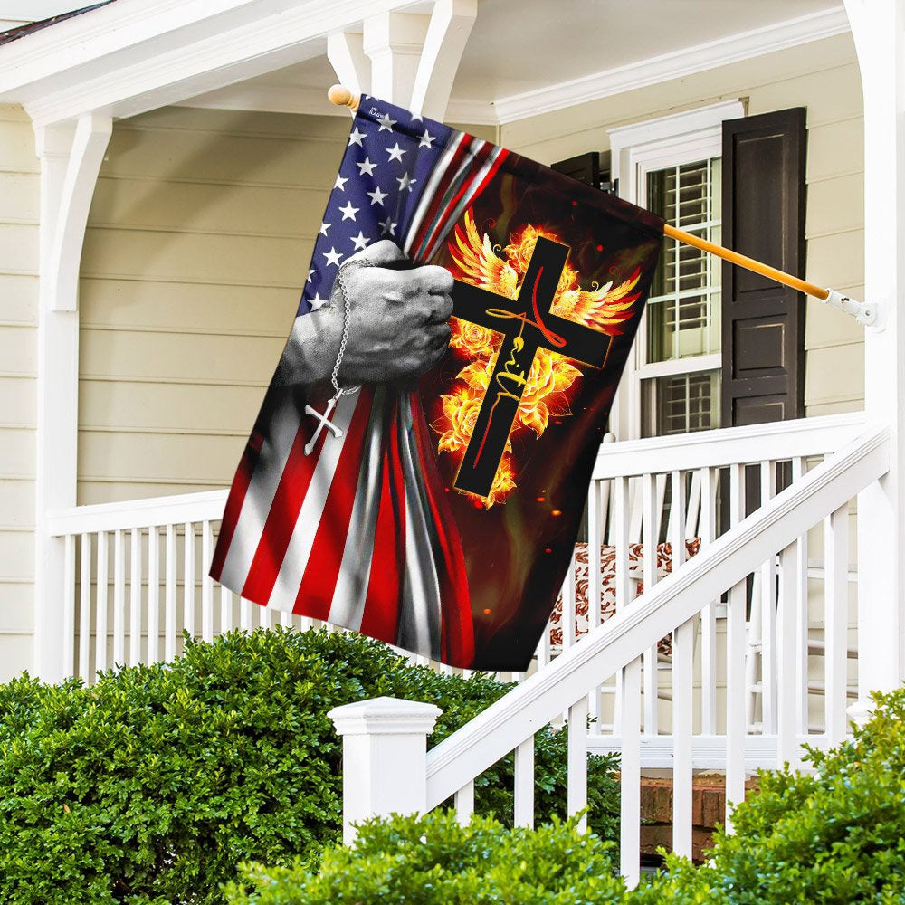 Christian Garden Flags, Faith Cross American With Wing Flag, Christian House Flags, Christian Cross Flag, Faith Flag