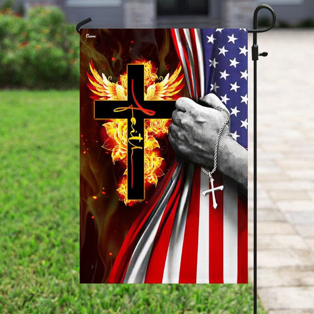 Christian Garden Flags, Faith Cross American With Wing Flag, Christian House Flags, Christian Cross Flag, Faith Flag