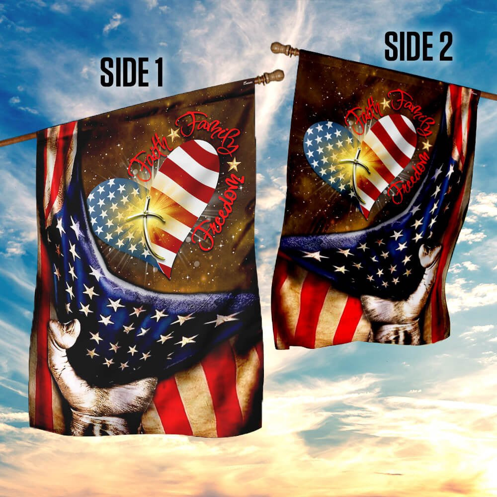 Christian Garden Flags, Faith Family Freedom American Flag, Christian House Flags, Christian Cross Flag, Faith Flag