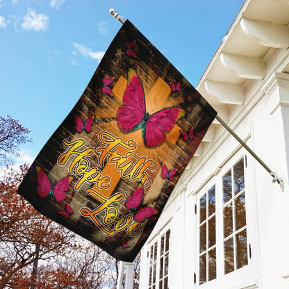 Christian Garden Flags, Faith Hope Love Butterfly Flag, Christian House Flags, Christian Cross Flag, Faith Flag