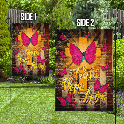 Christian Garden Flags, Faith Hope Love Butterfly Flag, Christian House Flags, Christian Cross Flag, Faith Flag