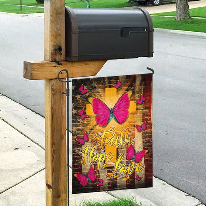 Christian Garden Flags, Faith Hope Love Butterfly Flag, Christian House Flags, Christian Cross Flag, Faith Flag