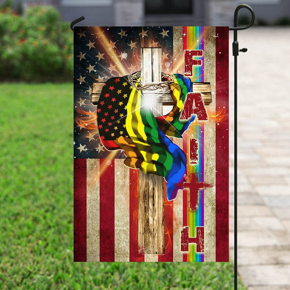 Christian Garden Flags, Faith In America LGBT Flag, Christian House Flags, Christian Cross Flag, Faith Flag