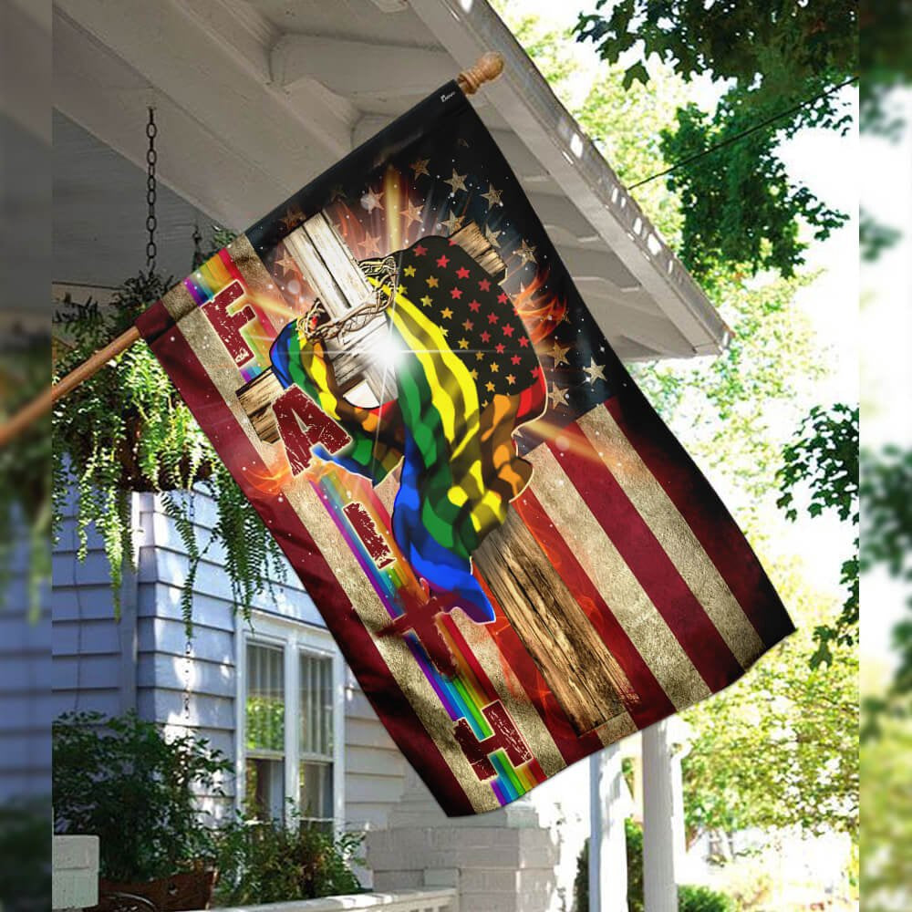 Christian Garden Flags, Faith In America LGBT Flag, Christian House Flags, Christian Cross Flag, Faith Flag