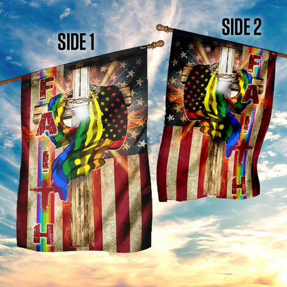 Christian Garden Flags, Faith In America LGBT Flag, Christian House Flags, Christian Cross Flag, Faith Flag