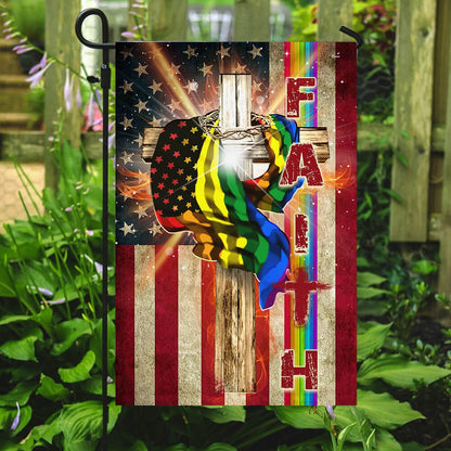 Christian Garden Flags, Faith In America LGBT Flag, Christian House Flags, Christian Cross Flag, Faith Flag