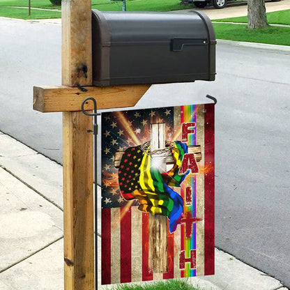 Christian Garden Flags, Faith In America LGBT Flag, Christian House Flags, Christian Cross Flag, Faith Flag