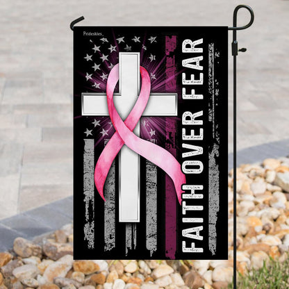 Christian Garden Flags, Faith Over Fear Breast Cancer Awareness, Christian House Flags, Christian Cross Flag, Faith Flag