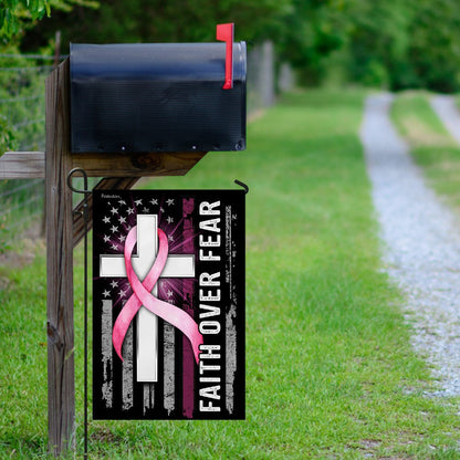 Christian Garden Flags, Faith Over Fear Breast Cancer Awareness, Christian House Flags, Christian Cross Flag, Faith Flag