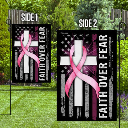 Christian Garden Flags, Faith Over Fear Breast Cancer Awareness, Christian House Flags, Christian Cross Flag, Faith Flag