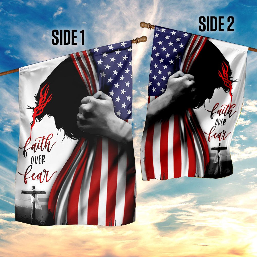 Christian Garden Flags, Faith Over Fear Flag, Christian House Flags, Christian Cross Flag, Faith Flag