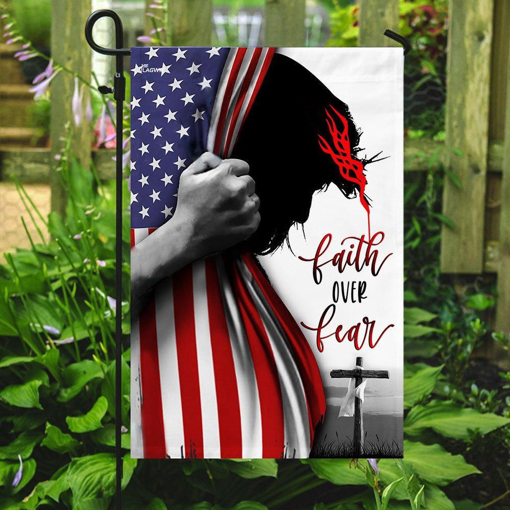 Christian Garden Flags, Faith Over Fear Flag, Christian House Flags, Christian Cross Flag, Faith Flag