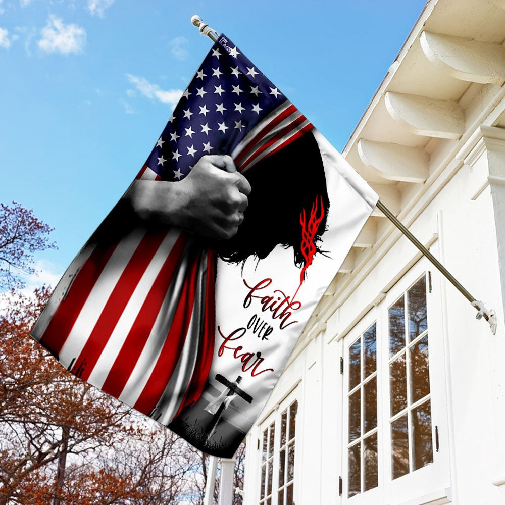 Christian Garden Flags, Faith Over Fear Flag, Christian House Flags, Christian Cross Flag, Faith Flag
