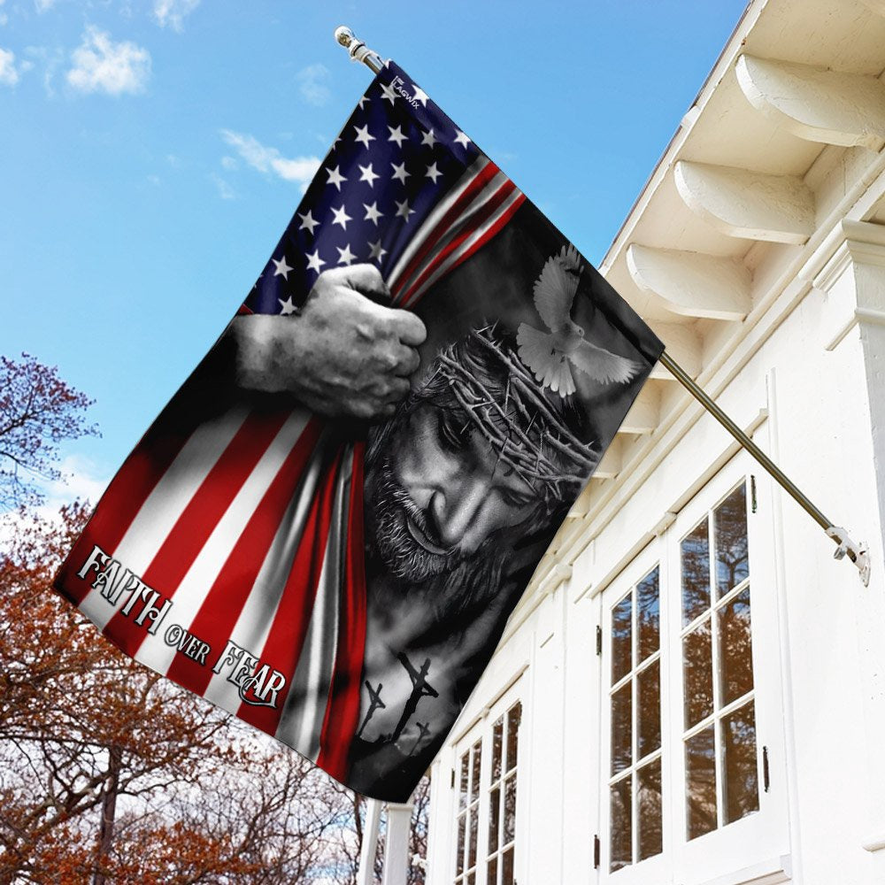 Christian Garden Flags, Faith Over Fear God Jesus Flag, Christian House Flags, Christian Cross Flag, Faith Flag