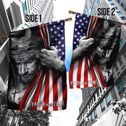 Christian Garden Flags, Faith Over Fear God Jesus Flag, Christian House Flags, Christian Cross Flag, Faith Flag