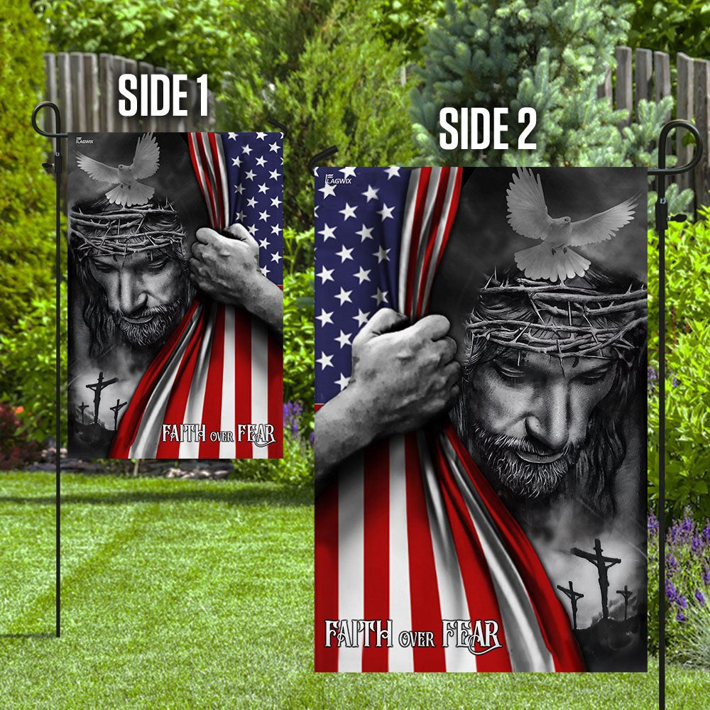 Christian Garden Flags, Faith Over Fear God Jesus Flag, Christian House Flags, Christian Cross Flag, Faith Flag