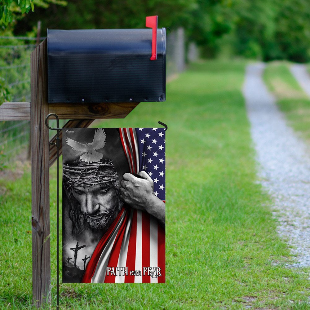 Christian Garden Flags, Faith Over Fear God Jesus Flag, Christian House Flags, Christian Cross Flag, Faith Flag