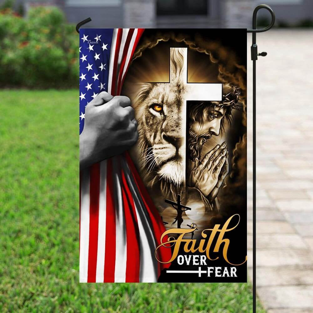 Christian Garden Flags, Faith Over Fear Jesus Christian American Flag, Christian House Flags, Christian Cross Flag, Faith Flag