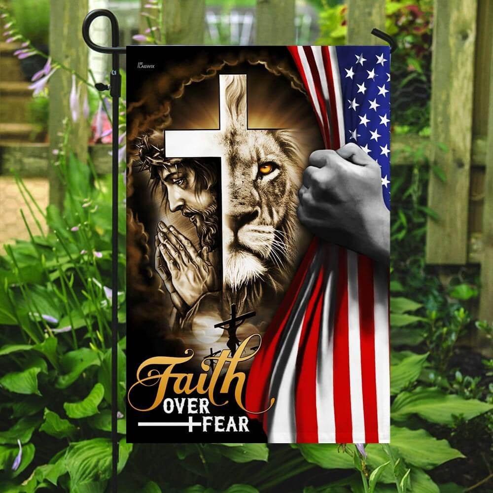 Christian Garden Flags, Faith Over Fear Jesus Christian American Flag, Christian House Flags, Christian Cross Flag, Faith Flag