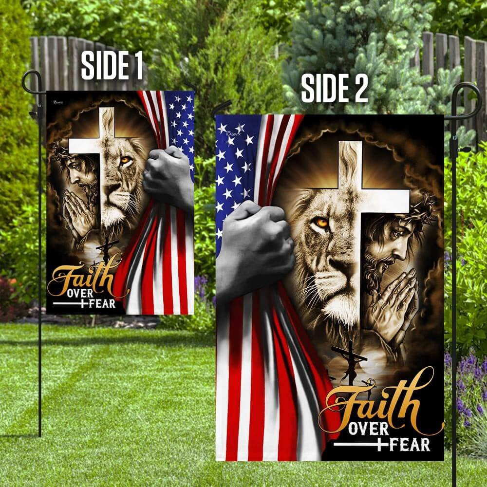 Christian Garden Flags, Faith Over Fear Jesus Christian American Flag, Christian House Flags, Christian Cross Flag, Faith Flag