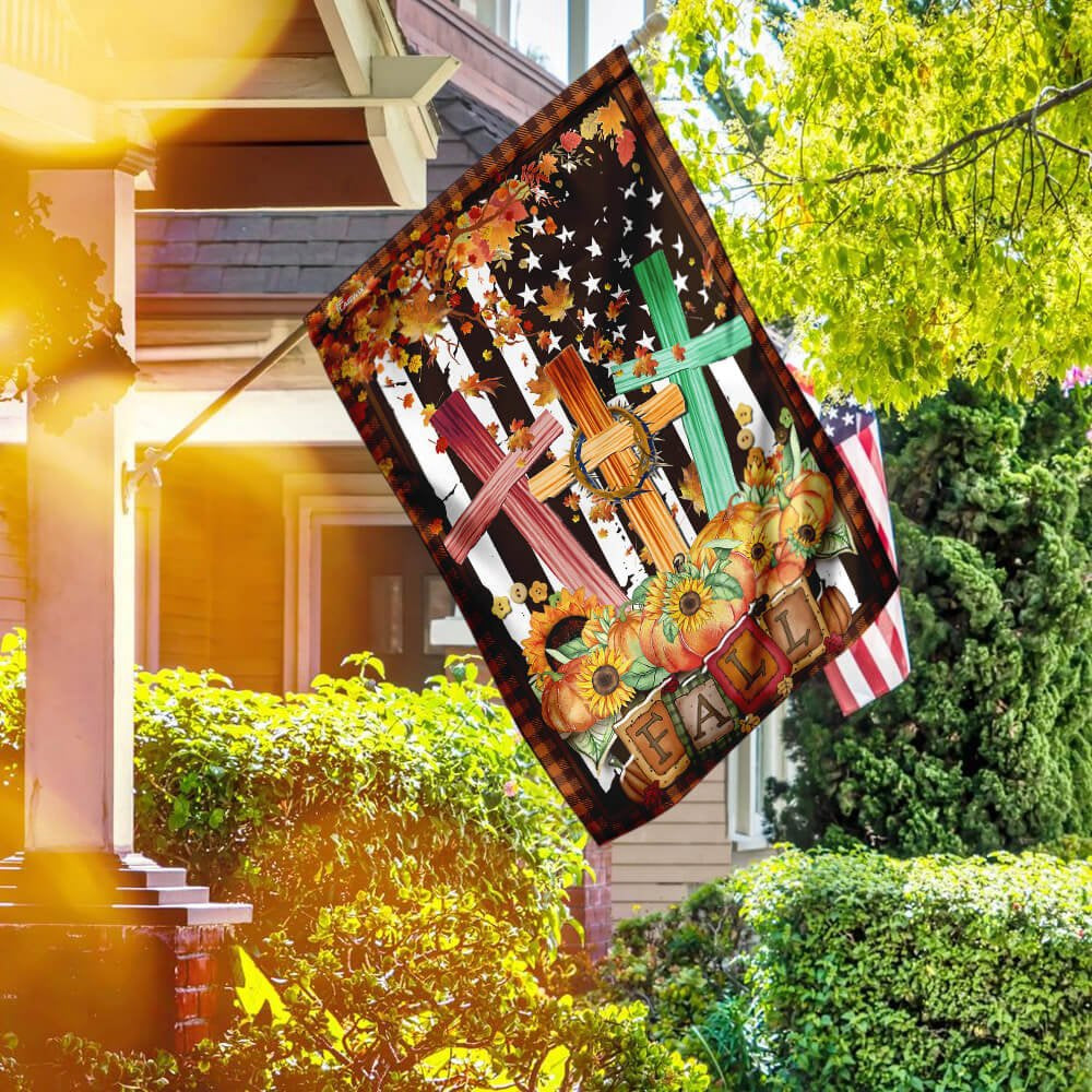 Christian Garden Flags, Fall For Jesus Flag, Christian House Flags, Christian Cross Flag, Faith Flag