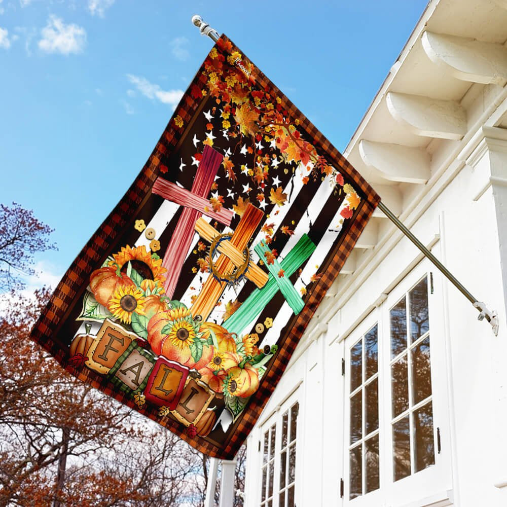 Christian Garden Flags, Fall For Jesus Flag, Christian House Flags, Christian Cross Flag, Faith Flag