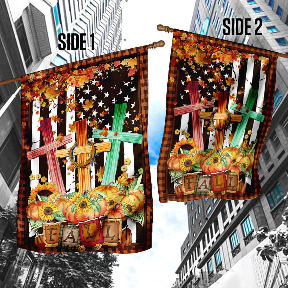 Christian Garden Flags, Fall For Jesus Flag, Christian House Flags, Christian Cross Flag, Faith Flag