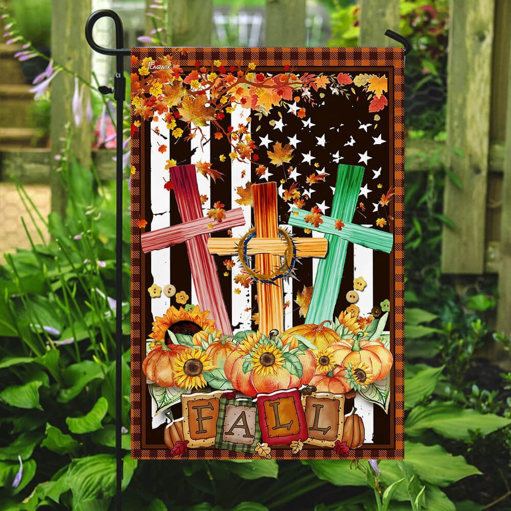 Christian Garden Flags, Fall For Jesus Flag, Christian House Flags, Christian Cross Flag, Faith Flag