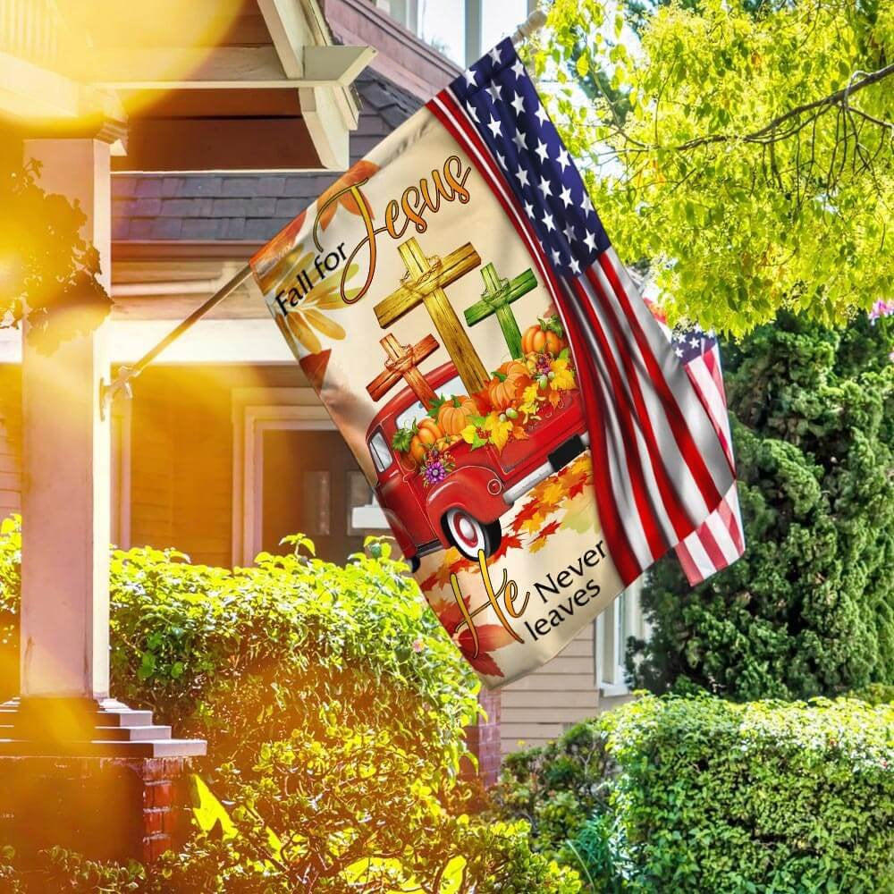 Christian Garden Flags, Fall For Jesus He Never Leaves Christian Lover Flag, Christian House Flags, Christian Cross Flag, Faith Flag