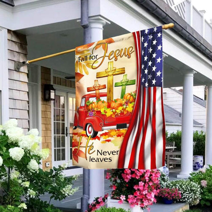 Christian Garden Flags, Fall For Jesus He Never Leaves Christian Lover Flag, Christian House Flags, Christian Cross Flag, Faith Flag