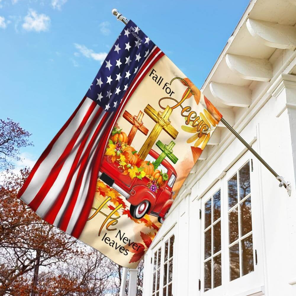 Christian Garden Flags, Fall For Jesus He Never Leaves Christian Lover Flag, Christian House Flags, Christian Cross Flag, Faith Flag