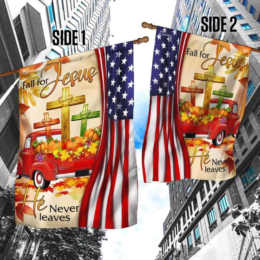 Christian Garden Flags, Fall For Jesus He Never Leaves Christian Lover Flag, Christian House Flags, Christian Cross Flag, Faith Flag