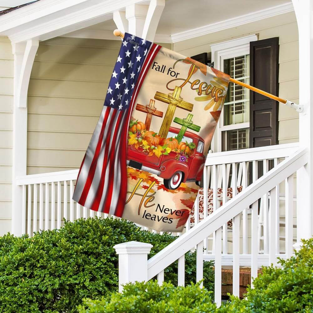 Christian Garden Flags, Fall For Jesus He Never Leaves Christian Lover Flag, Christian House Flags, Christian Cross Flag, Faith Flag