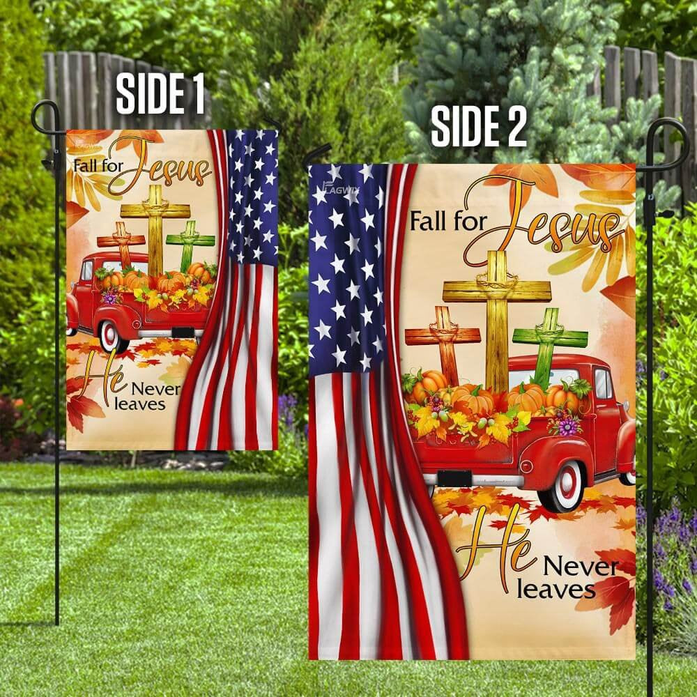 Christian Garden Flags, Fall For Jesus He Never Leaves Christian Lover Flag, Christian House Flags, Christian Cross Flag, Faith Flag